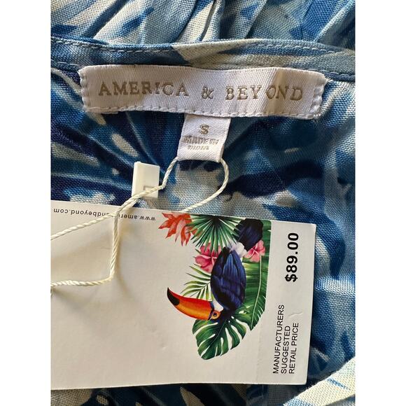 America & Beyond Blue & White V-Neck Swim Coverup Dress Size S - NWT MSRP $89 - Picture 6 of 8